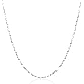 DSS 925 Sterling Silver Necklace for Women, Box Chain 0.8mm, Lobster Claw Clasps, Sterling Silver Chain, Italian Jewelry for Women, 16in - 30in