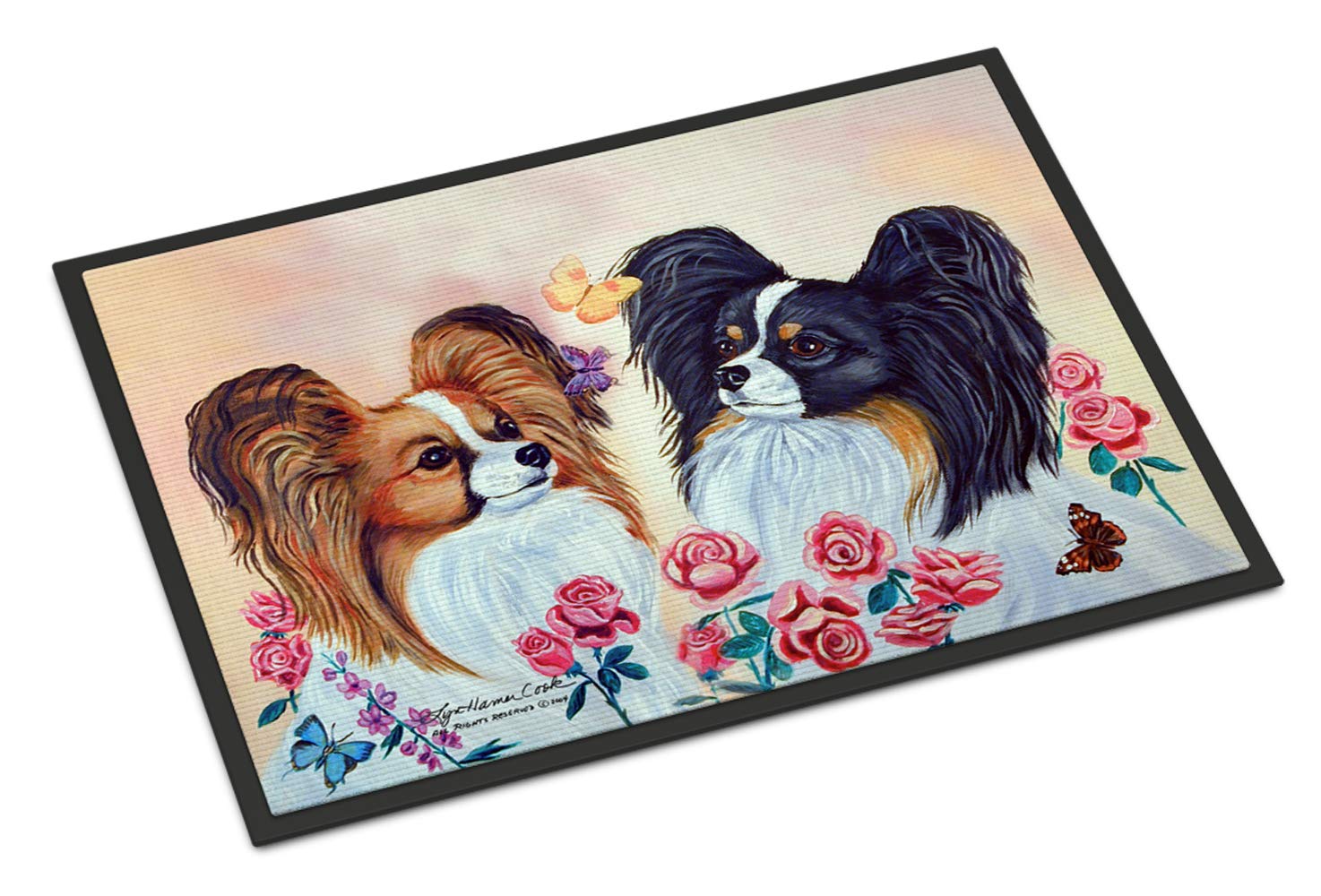 Caroline's Treasures 7272MAT Papillon Indoor Outdoor Doormat, 18 inches x 27 inches, Multicolor