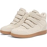 LUCKY STEP Women's High Top Fashion Sneakers Casual Hidden Height Insole Shoes Gum Rubber Sole Ankle Boots Hook-and-Loop Walking Shoes