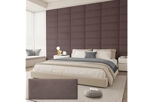 Amoveo Upholstered Headboard for Full Twin Size Bed, Wall Mounted & Peel and Stick Headboard, Soundproof DIY Wall Panels, Leather Head Board in Modern Design for Bedroom (6 Panels, Each 23.62"x9.84"