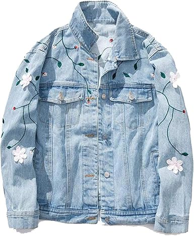plus size embroidered jean jacket