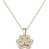 KristLand - 18K Gold Plated Dainty Cubic Zirconia Pendant Necklace for Women - Cherry, Cat Dog Paw, Star, Compas, Heart, Whale Layering Chain Necklace
