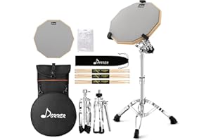 Donner Drum Practice Pad Kit With Snare Drum Stand, 12'' Drum Pad Set Double Sided with Drumsticks, Backpack for Adults Kids,