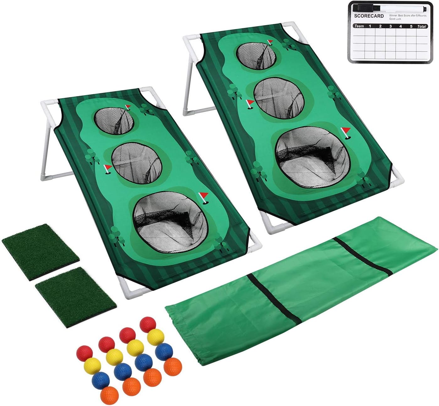 YEEGO DIRECT Golf Cornhole Game Set Portable Golf Practice Net Kit Golf Target Net with Storage Bag Set for Garden Backyard Game Indoor Outdoor