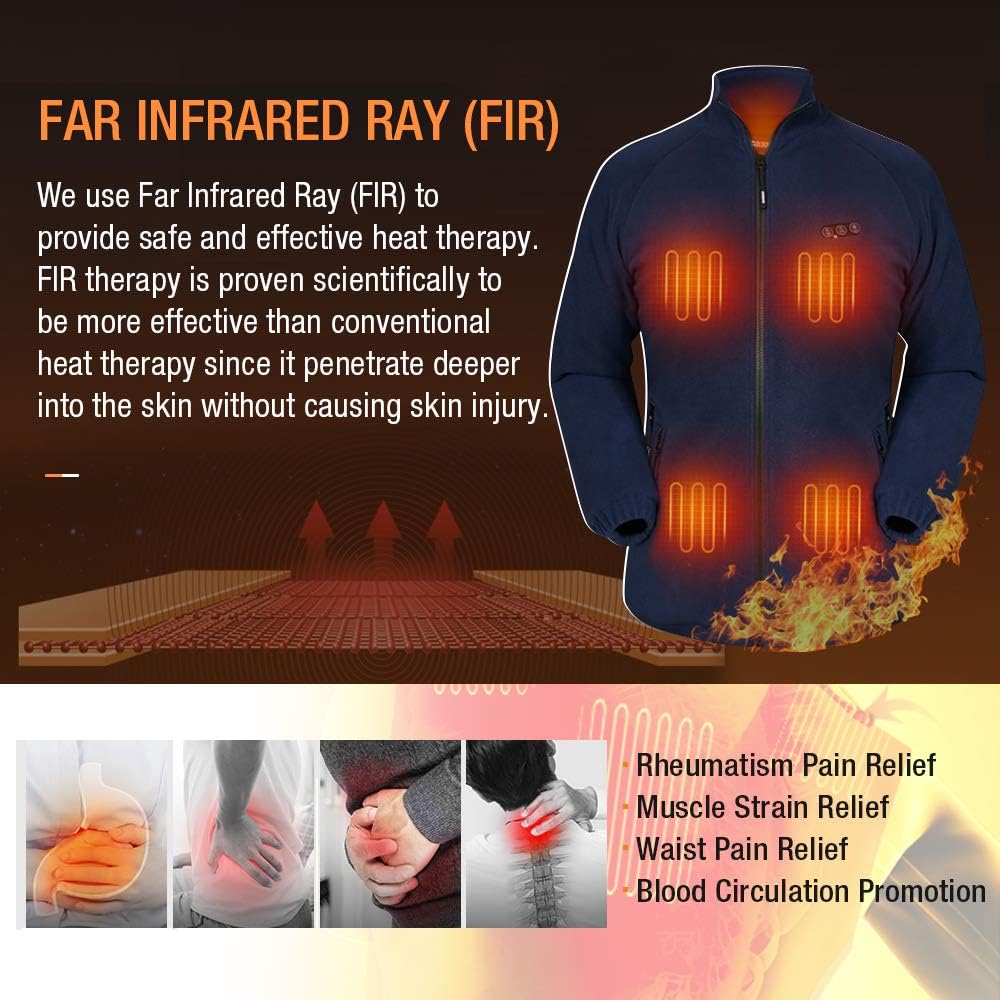Women`s Heated Fleece Jacket with Battery, Electric Heating Coat Full Zip w/Hand Warmer + Phone Charging Function at  Women's Coats Shop