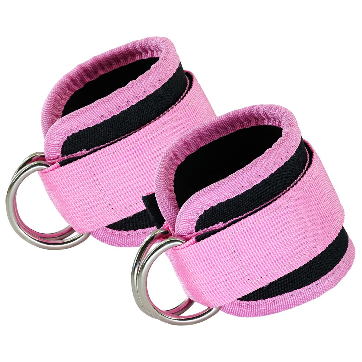 Ankle Straps,Double D-Ring Ankle Resistance Bands Adjustable Wrist Cuffs Kickback Strap for Cable Machine Leg Exercise Attachment 1 Pair (Pink)