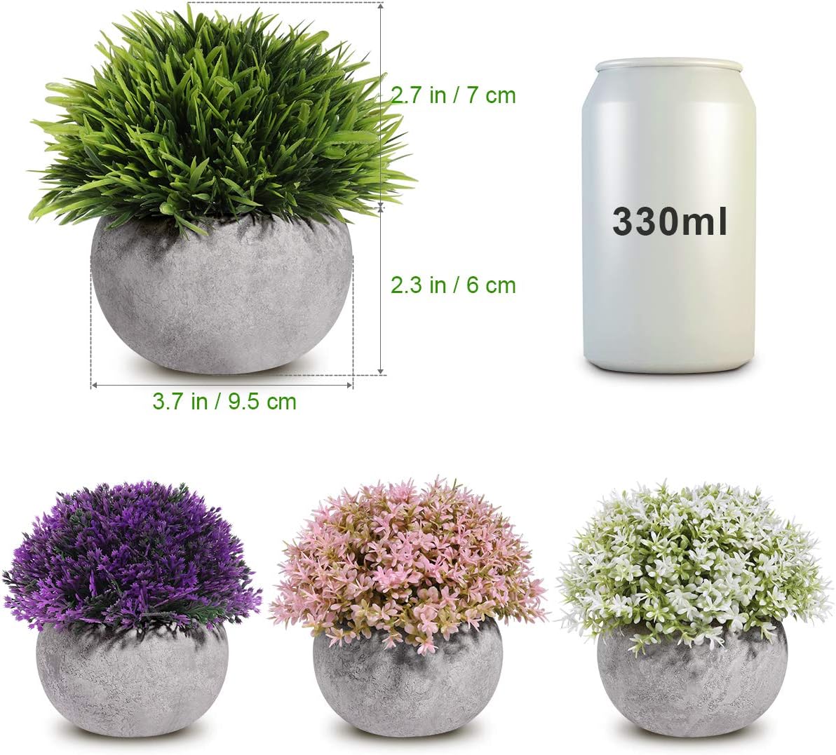 Homemaxs Fake Plants Mini Artificial Plants Potted 4 Pack Topiary Shrubs Plastic Plants for Home Decor -