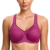 SYROKAN Women's Full Support High Impact Racerback Lightly Lined Underwire Sports Bra