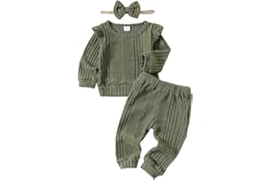 Mioglrie Toddler Baby Girl Clothes Fall Winter Sweatsuit Newborn Sweatshirt Sweat Pant Sets Outfits Infant Girls Clothing