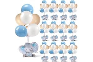 YLOLUL 12 Sets Elephant Baby Shower Balloon Stand Kit for Table It's a Boy Baby Shower with Balloon Decoration for Elephant Theme Gender Reveal Birthday Party Table Decorations Supplies