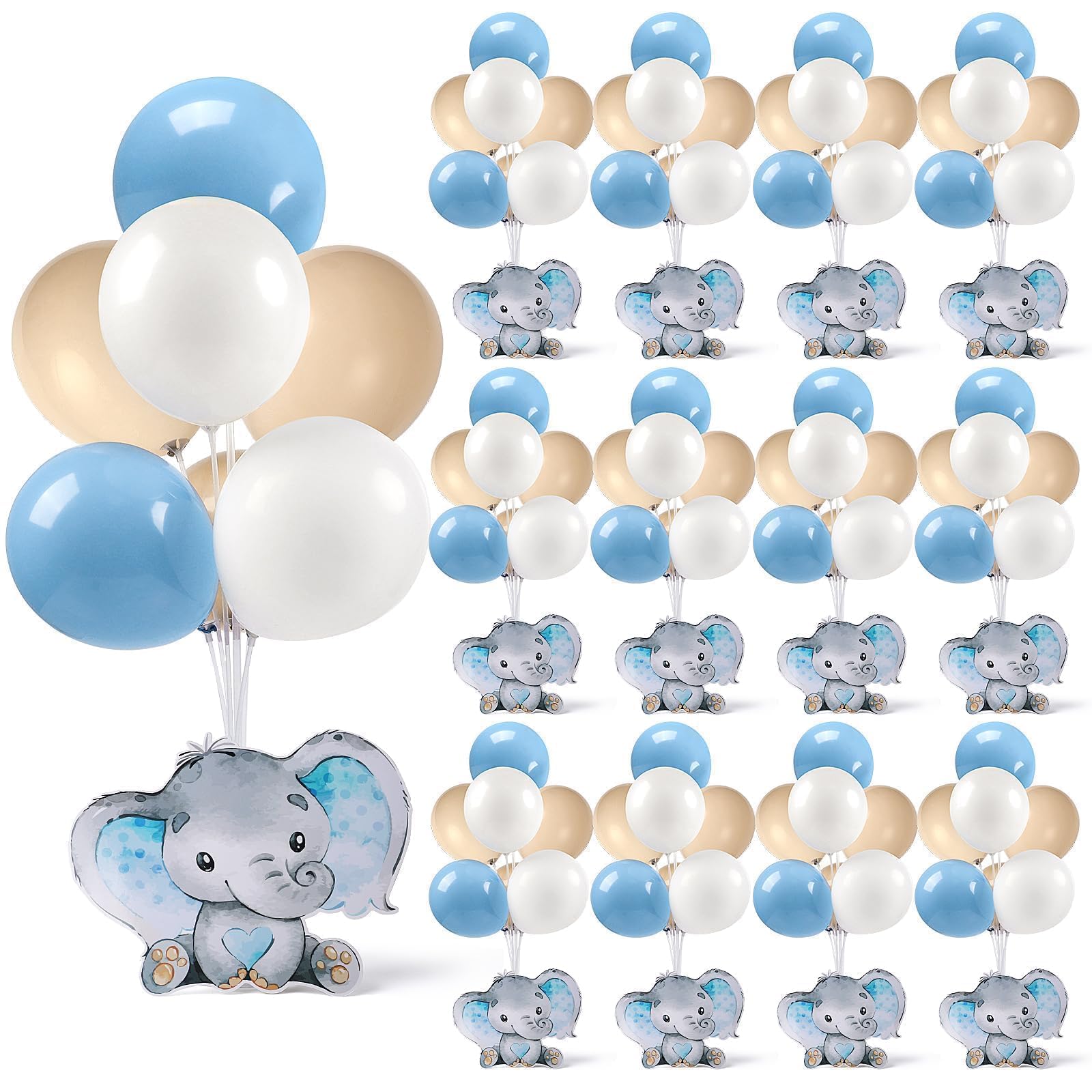 Photo 1 of 12 Sets Elephant Baby Shower Balloon Stand Kit for Table It's a Boy Baby Shower with Balloon Decoration for Elephant Theme Gender Reveal Birthday Party Table Decorations Supplies