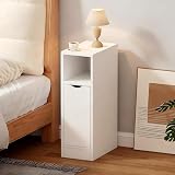 Pantanal 20cm Slim Bedside Table White with Drawer Shelf End Table