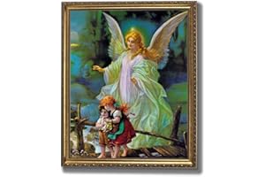 ART PRINTS INC Guardian Angel Children On Bridge #2 Religious Wall Picture Gold Framed Art Print