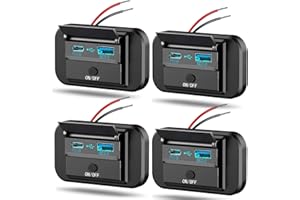 4PCS 12V RV USB Outlet with Power Switch, Vadaxx 54W Dual PD3.0 Type-C & Quick Charge QC3.0 USB-A Port Panel Wall Mount Cap, Car USB Socket Charger Adapter for RV Marine Boat Bus ATV Motorcycle Truck