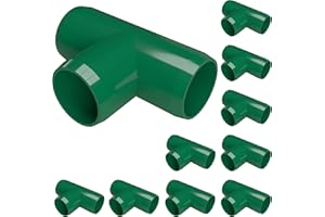 FORMUFIT 1/2" Tee Furniture Grade PVC Fitting in Green, Made in USA, UV-Resistant, Impact-Proof, 0.840” Actual Socket Diameter (Pack of 10) - F012TEE-GR-10