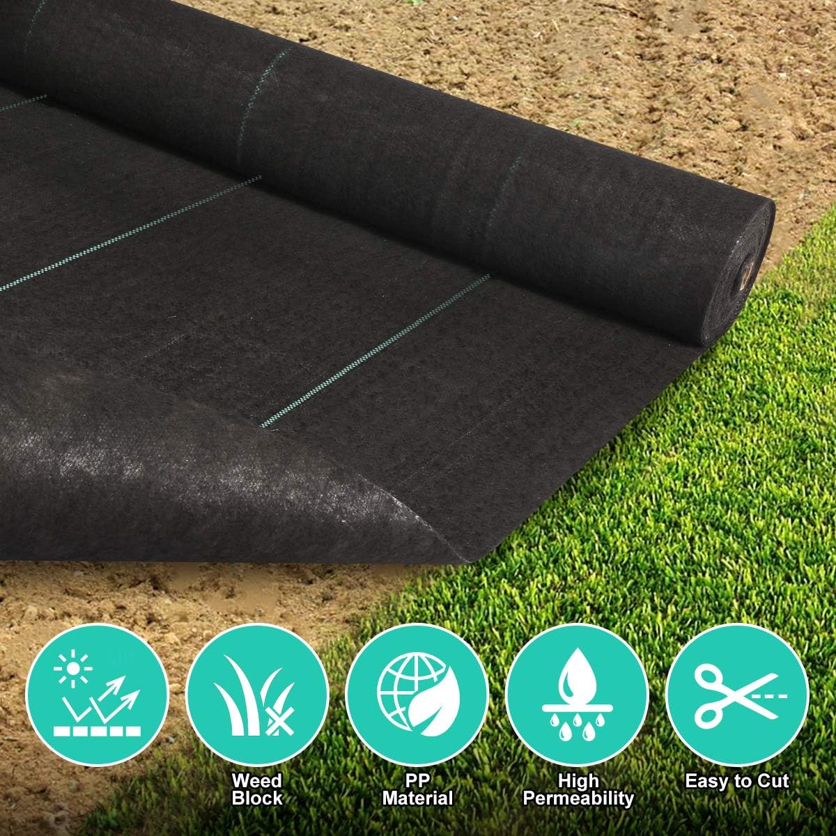 250ft Length Weed Barrier Landscape Control Fabric 3.2oz Heavy Woven