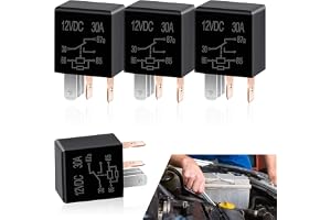 nodteem 4 PCS Automotive Relay Switch Kit, 5 Pin DC 12V 30A SPST Waterproof Heavy Duty Standard Stable Relay, Motors Replacement Modification Accessories, Compatible with Most Car Models (Black)