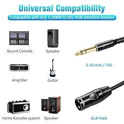 Twozoh XLR Male to 1/4 Inch Jack TRS Cable 30FT 2