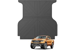JTYZSM Bed Mat Compatible with 2019-2024 Ford Ranger 5ft All Weather Protection Truck Bed Liner TPE Anti-Slip Trunk Bed Mats for 2019 2020 2021 2022 2023 2024 Ranger Short Bed - Black