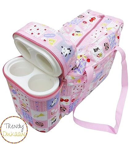 Trendy Dukaan - Baby Mother Bag with Bottle Compartment (Pink)