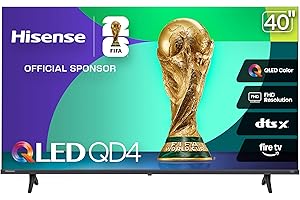 Hisense 40-Inch Class QD4 Series QLED FHD Smart Fire TV (40QD4QF, 2025 Model) - Quantum Dot Color, DTS Virtual: X, Alexa Built in, Slim Bezel Design
