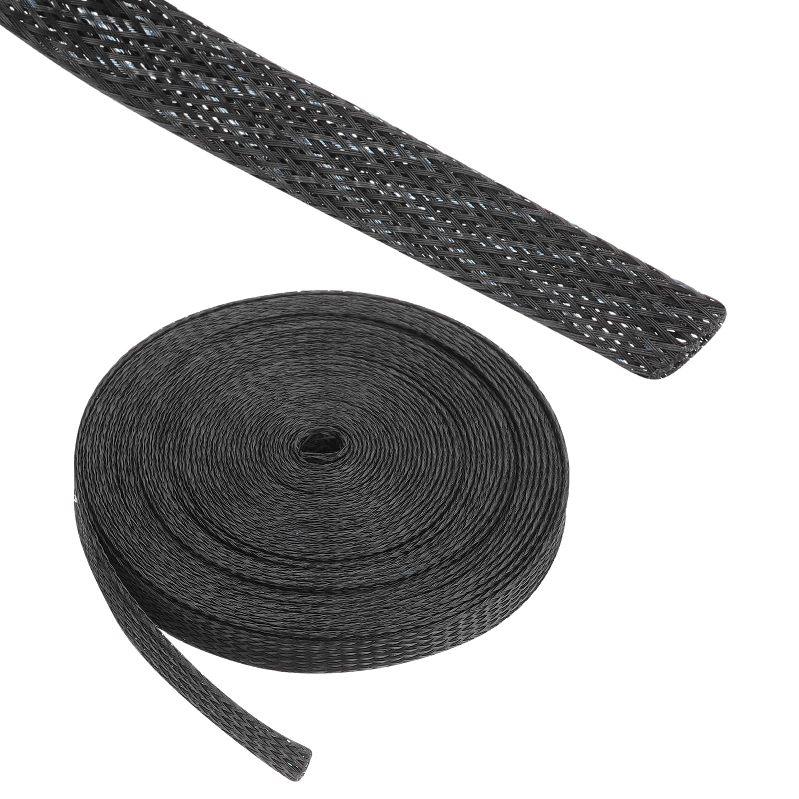 Rebower 25ft PET Expandable Wire Loom 3/8 Inch, PET Braided Wire Sleeving Cable Management Sleeve Tubing [for Audio Video Home Office Cord Protector]-Black