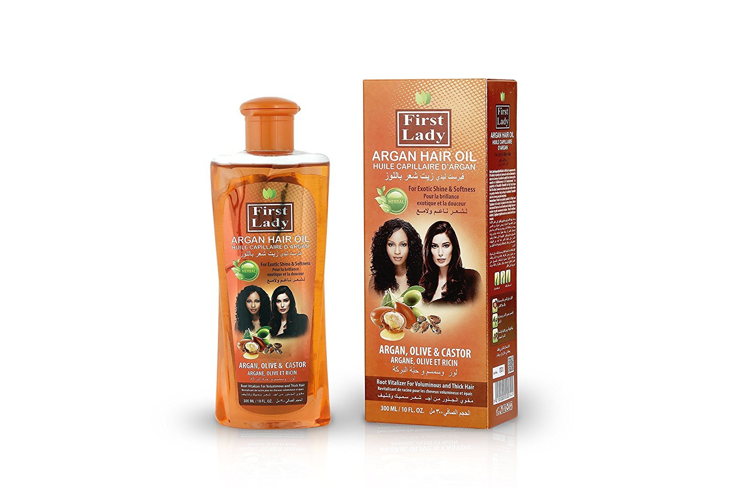 First Lady Argan Hair Oil with Olive & Castor Oil – Hair Growth, Shine & Split End Repair Oil – Moisturising Scalp & Hair Treatment for Dry or Damaged Hair 300ml