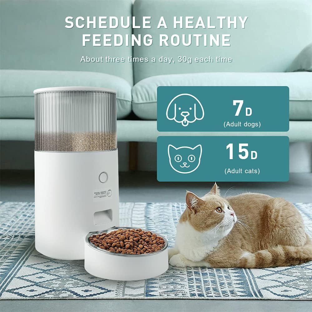 YOUMI Automatic Cat and Dog Feeder APP Control Timed with Dual Power Supply, Desiccant Bag for Dry Food, Specially Designed 2.5L Capacity to Keep Cat Food Fresh and Weight Management : Kitchen & Dining