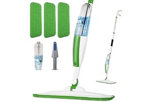 PANDA GRIP Mops for Floor Cleaning Microfiber Spray Mop with 3 Washable Reusable Pads, a Refillable 14 oz Bottle and Scrubber Wet Dry Flat Sweep Mop with 360 Degree Swivel Head for Home Hardwood Laminate, Green