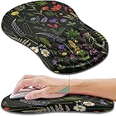 Hokafenle Ergonomic Mouse Pad Wrist Support, Wrist Rest Mousepad for Carpal Tunnel Pain Relief with Integrated Memory Foam Slope Massage Bulge (11.8x7.9 inch,Flowers
