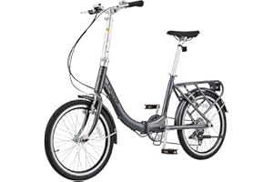 VIRIBUS BIKES Viribus Folding Bike, 20 inch Lightweight Foldable Bike for Adults 7 Speed with Aluminum Frame, Basket & Rear Rack, Step Through Collapsible Bike for Women Men Seniors City Commuter