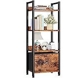 Furologee 4 Tier Bookshelf with Drawer, Tall