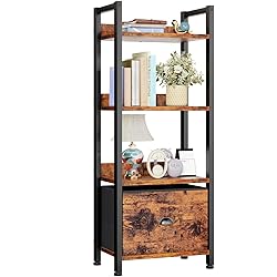 Furologee 4 Tier Bookshelf with Drawer, Tall
