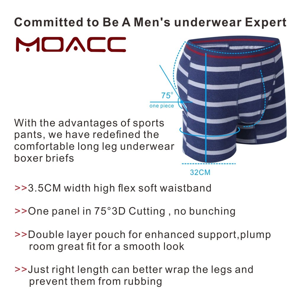 Men\'s Boxer Briefs Pack of 4 No Ride Up Boxer Brief Cotton Underwear Open Fly-S,Stripe T3