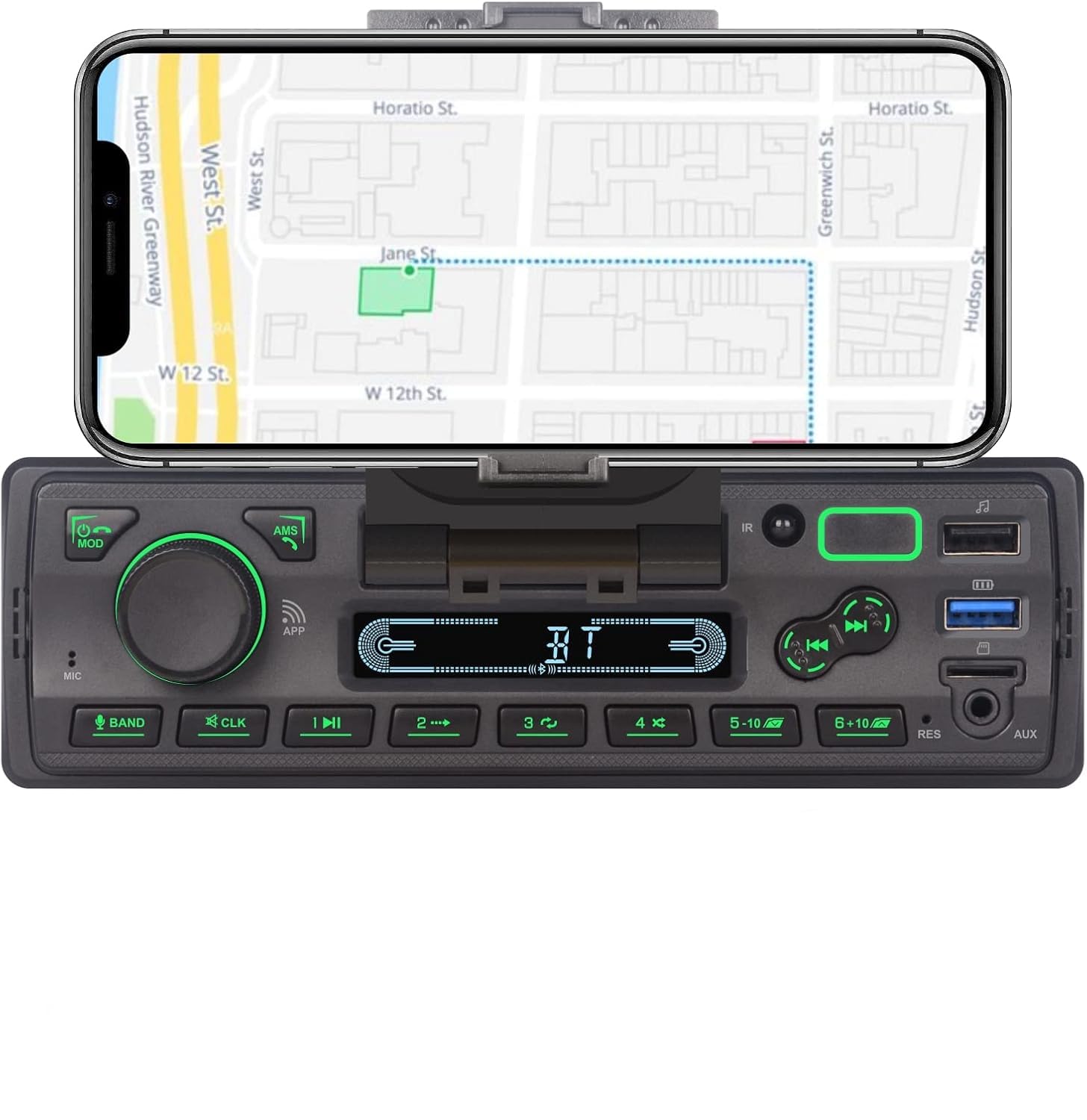 LXKLSZ Car Radio with Bluetooth Single Din with App Control MP3 Player Support Hands-Free Calling/USB/FM/AM/TF/AUX-in/EQ Set, Car Radio Receiver with Phone Holder External MIC SWC Remote Control