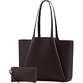 LOVEVOOK Laptop Tote for Women - 15.6 Inch Faux Leather Laptop Bag with Clutch, Large Capacity Office Purse Computer