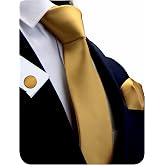 GUSLESON 3.15"（8cm） Solid Color Necktie and Pocket Square Cufflinks Sets For Men + Gift Box