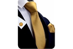 GUSLESON 3.15"（8cm） Solid Color Necktie and Pocket Square Cufflinks Sets For Men + Gift Box