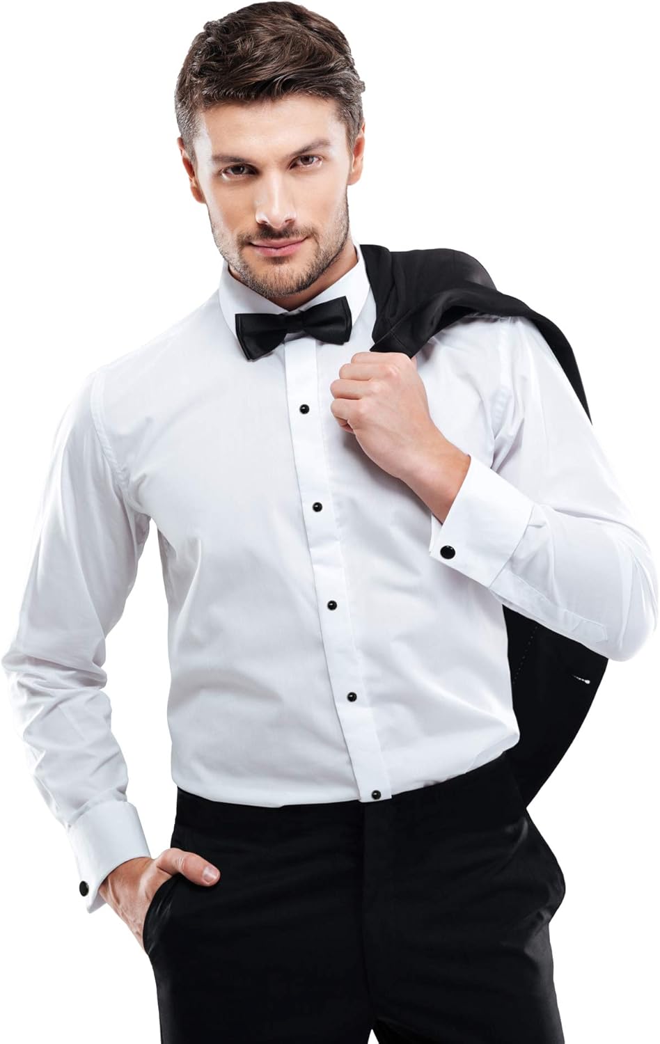 slim fit white tuxedo shirt