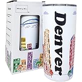Beary Blu City Themed Artwork Tumbler Collection - Designed in the USA - 20oz Vacuum Insulated Tumbler with Lids - Stainless Steel Coffee Travel Mug with, Cup for Hot Cold Drinks (Denver)