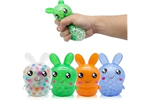 LAHAND Squishy Easter Bunny,Easter Basket Stuffers Stress BallsToys for Kids Adults,4Pack Bunny Squeeze Ball Stress Relief Fidget Toys Easter Party Favor Gifts
