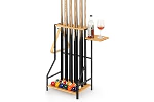 Pool Stick Holder Cue Rack Wood Floor Stand Pool Cue Stick Holder For Billiard Room Game Room Club Table Accessories, Natural