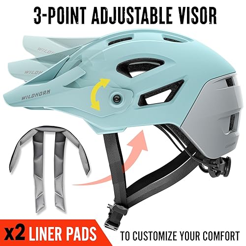 Wildhorn Corvair Mountain Bike Helmet for Men and Women with Maximum  Venting, FTA fit System Adjustable Viso