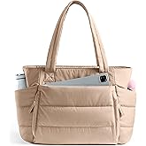 Tote Bag for Women with Zipper, Quilted Puffer Tote Bag with Compartments, Lightweight Puffy Work Bags for Women Travel