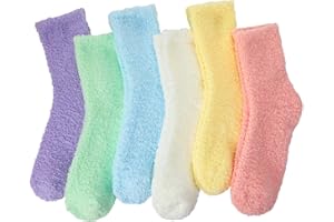 6 Pairs Women's Fluffy Socks Fuzzy Socks, Soft Fluffy Sock Warm Winter Slipper Sock Cozy Sock for Women Indoor Sleeping