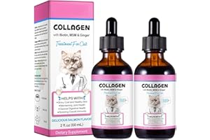 2 Pcs Collagen for Cats, Cat Collagen Liquid Drops for Cats with Biotin, MSM & Ginger Digestive & Immunity Support, Itch Reli