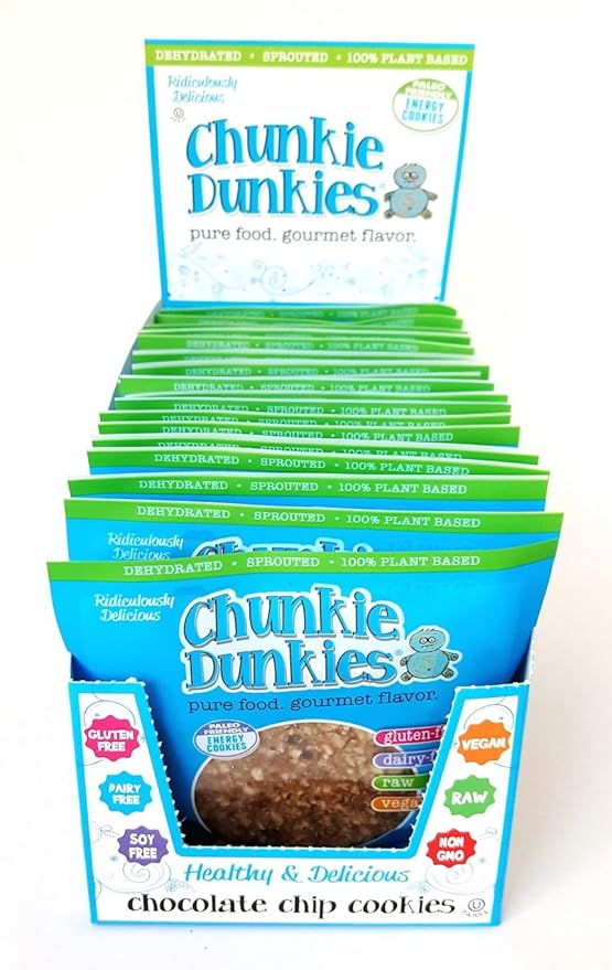 Chunkie Dunkies RAW VEGAN GLUTEN FREE Chocolate Chip Cookie Collection ( 18 cookies ): Amazon 