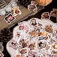 Doraking 46PCS Cute Boxed DIY Decoration Mini Size Bear Theme Adhesive Paper Stickers for Laptop Planners Scrapbook Cups Diary Notebooks Album Phone Case (Toy Bear)