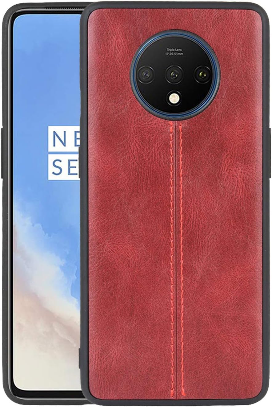 Westillux 0neplus 7t Case Leather Compatible with Oneplus 7 t Case Cover Oneplus7t t7 1plus One Plus Luxury Bumper 2019 Phone New Cell Protective Cases 6.55 inch (Red)