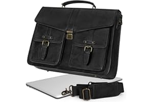 RAINSMORE Sacoche en cuir imperméable pour ordinateur portable de 17" - Pour le travail, le bureau, les voyages et les affair